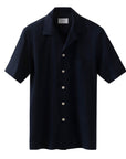 Eton - Navy Filo di Scozia Jacquard Resort Shirt S/S SHIRTS Eton
