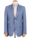 Robert Old - Mid Blue Wool, Silk & Linen Jacket JACKETS Robert Old
