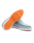 Santoni - Light Blue Suede Slip-On Loafers SHOES Santoni