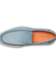 Santoni - Light Blue Suede Slip-On Loafers SHOES Santoni