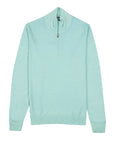 Robert Old - Aqua Blue 100% Virgin Wool Long Sleeve Zip Neck Sweater KNITWEAR Robert Old