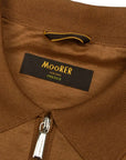 Moorer - Tobacco Brown 'Jericho' Zip Neck Polo S/S POLOS MooRER