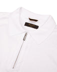 Moorer - White 'Jericho' Zip Neck Polo S/S POLOS MooRER