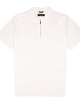 Moorer - White 'Jericho' Zip Neck Polo S/S POLOS MooRER