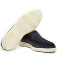 Santoni - Navy Blue Suede Slip-On Loafers SHOES Santoni