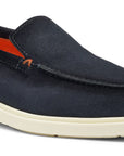 Santoni - Navy Blue Suede Slip-On Loafers SHOES Santoni