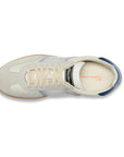 Santoni - White, Grey and Blue Double Buckle Oly Leather & Suede Sneaker SHOES Santoni