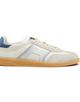 Santoni - White, Grey and Blue Double Buckle Oly Leather & Suede Sneaker SHOES Santoni