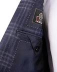 Robert Old - Navy Windowpane Check Wool, Silk & Linen Jacket JACKETS Robert Old