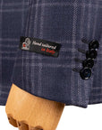 Robert Old - Navy Windowpane Check Wool, Silk & Linen Jacket JACKETS Robert Old