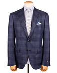 Robert Old - Navy Windowpane Check Wool, Silk & Linen Jacket JACKETS Robert Old
