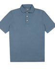 Fedeli - Denim Blue Organic Cotton Jersey Polo Shirt S/S POLOS FEDELI