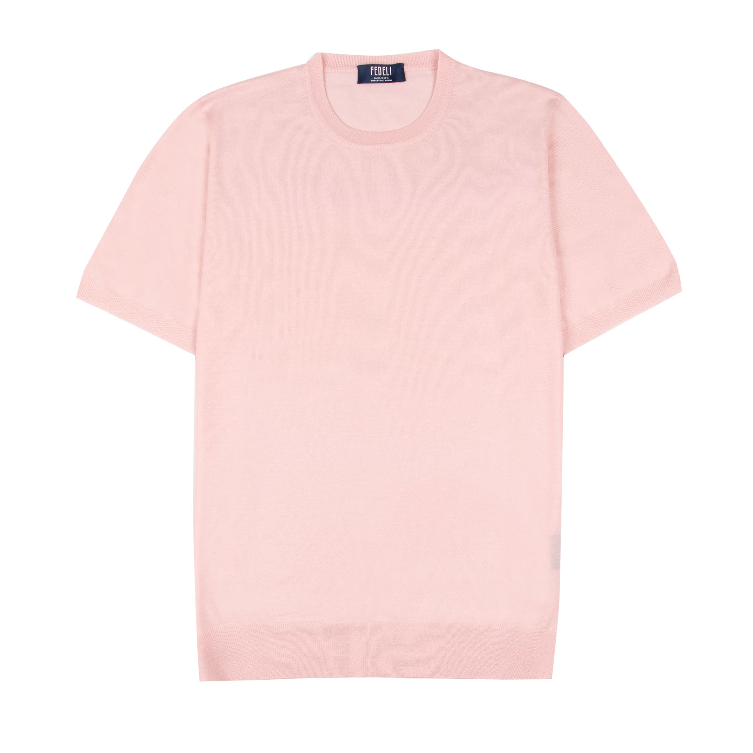 Fedeli - Light Pink Lana 140's Wool T-shirt TEE SHIRTS FEDELI