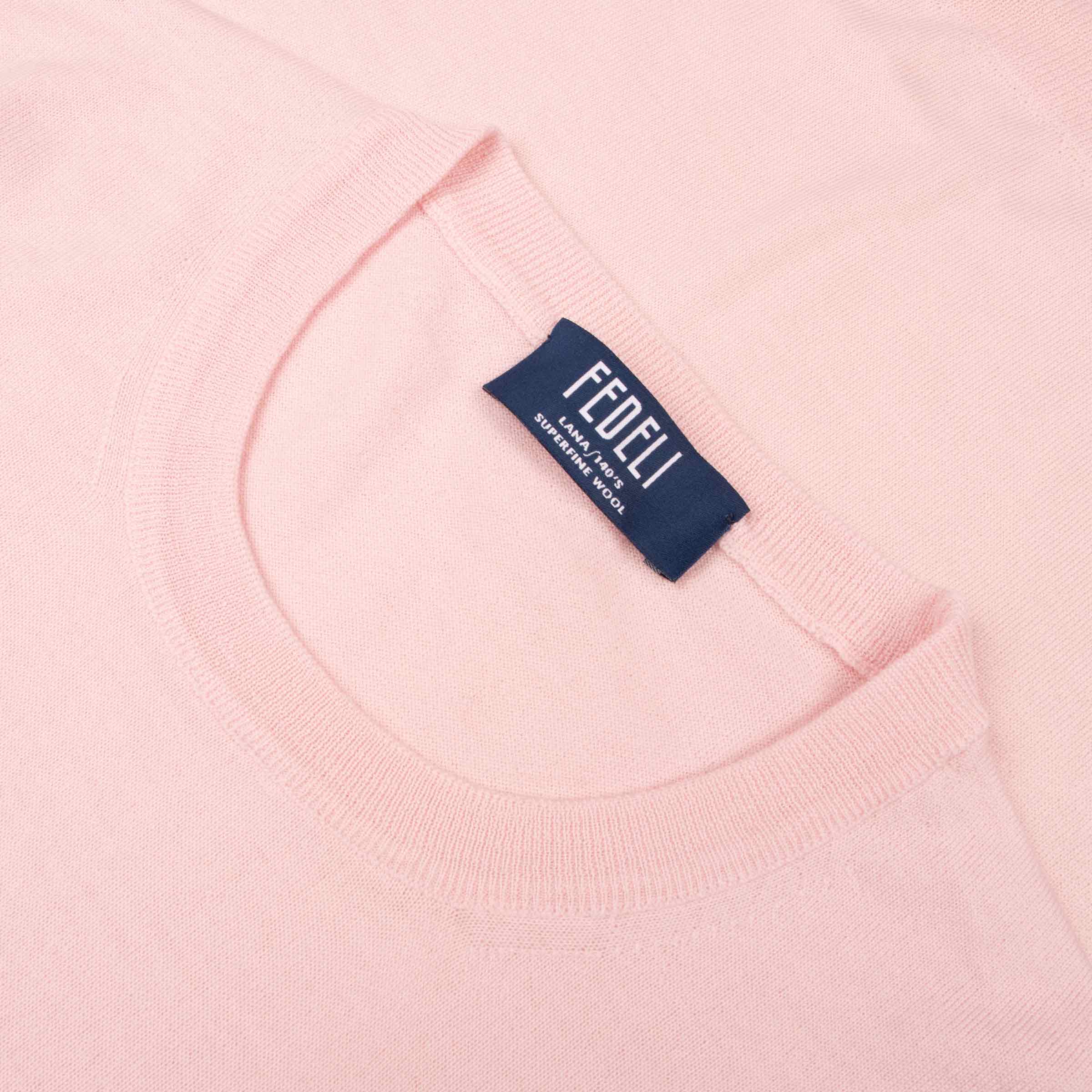 Fedeli - Light Pink Lana 140's Wool T-shirt TEE SHIRTS FEDELI