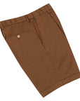 Robert Old - Brown Cotton Stretch Chino Shorts SHORTS Robert Old