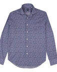 Fedeli - Navy Geometric 'Sean' Lightweight Cotton Long Sleeve Shirt L/S SHIRTS FEDELI