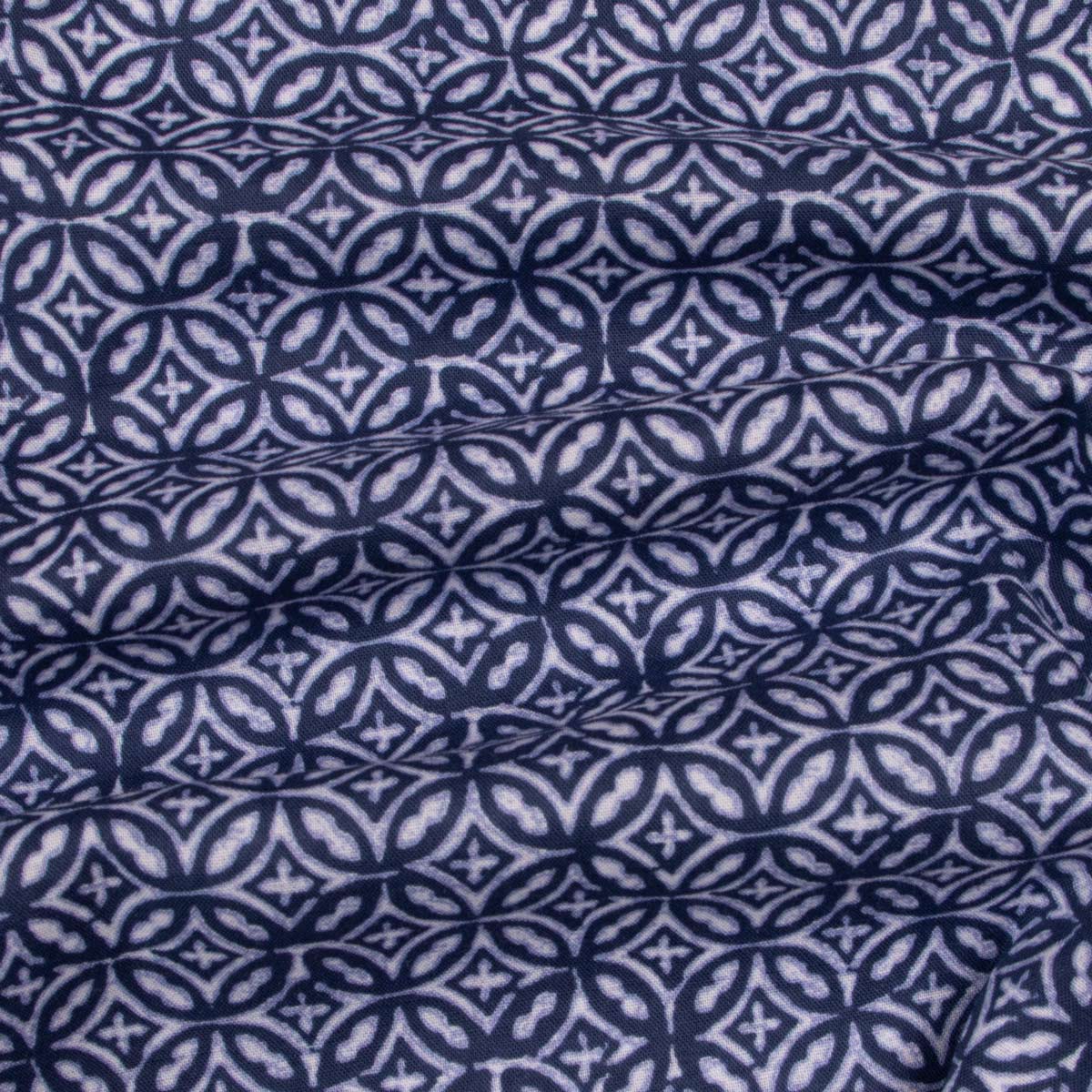 Fedeli - Navy Geometric 'Sean' Lightweight Cotton Long Sleeve Shirt L/S SHIRTS FEDELI