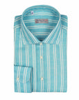 Robert Old - Turquoise Stripe Italian Linen Long Sleeve Shirt L/S SHIRTS Robert Old