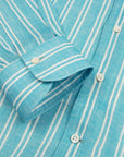Robert Old - Turquoise Stripe Italian Linen Long Sleeve Shirt L/S SHIRTS Robert Old