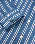 Robert Old - Navy Blue Stripe Italian Linen Long Sleeve Shirt L/S SHIRTS Robert Old