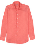 Robert Old - Peach Orange Italian Linen Long Sleeve Shirt L/S SHIRTS Robert Old