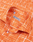Robert Old - Orange Patterned Italian Linen Short Sleeve Shirt S/S SHIRTS Robert Old