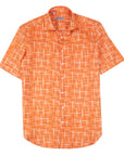 Robert Old - Orange Patterned Italian Linen Short Sleeve Shirt S/S SHIRTS Robert Old