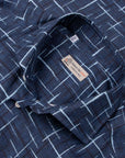Robert Old - Navy Patterned Italian Linen Short Sleeve Shirt S/S SHIRTS Robert Old