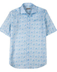 Robert Old - Light Blue Floral Italian Linen Short Sleeve Shirt S/S SHIRTS Robert Old