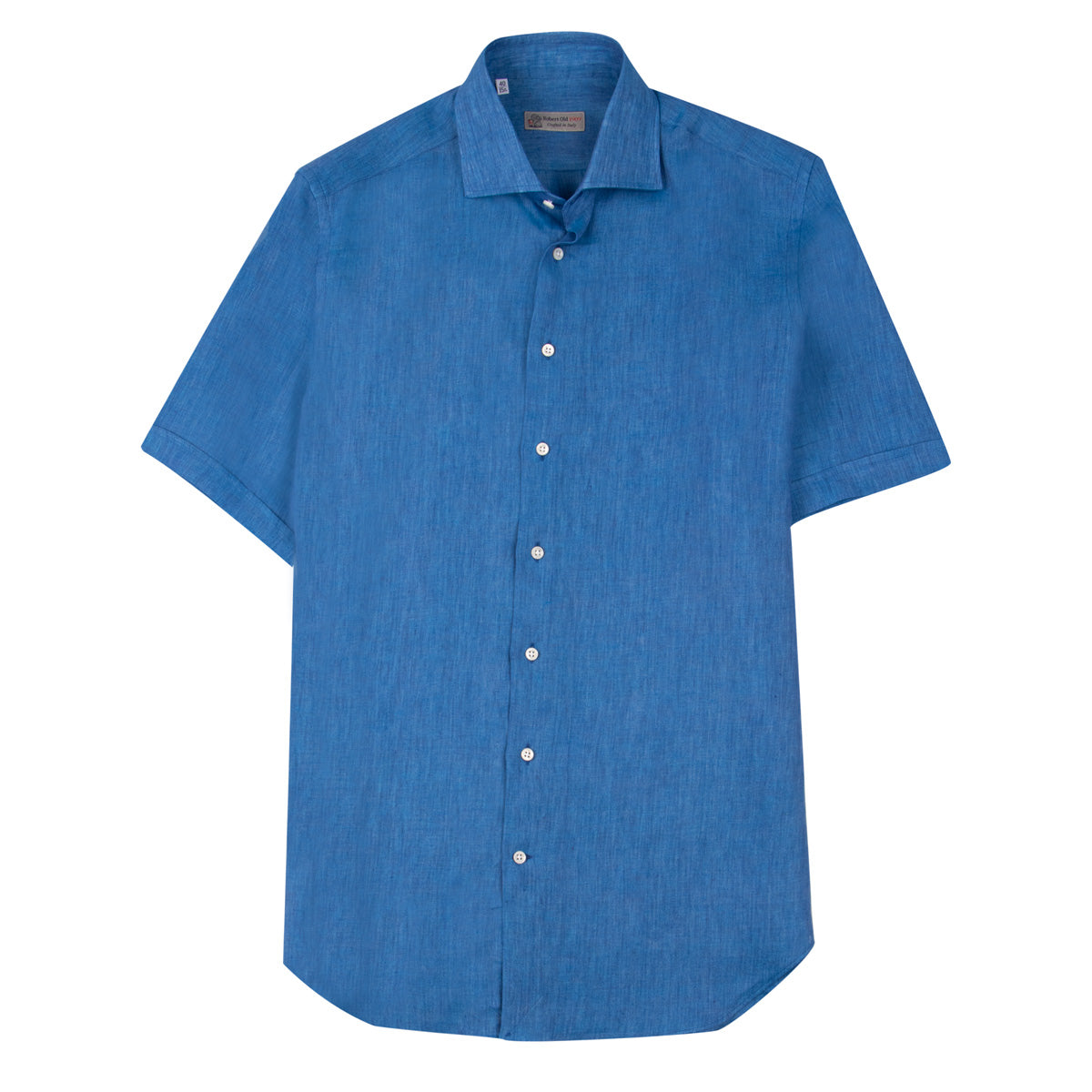 Robert Old - Bright Blue Italian Linen Short Sleeve Shirt Robert Old & Co Robert Old - Bright Blue Italian Linen Short Sleeve Shirt Robert Old & Co