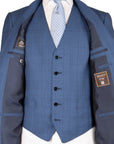 Robert Old - Royal Blue Check Super 130s Three Piece Suit SUITS Robert Old