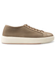 Santoni - Stone Beige Tumbled Leather Low-Top Sneaker SHOES Santoni