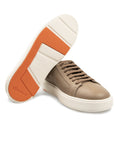 Santoni - Stone Beige Tumbled Leather Low-Top Sneaker SHOES Santoni