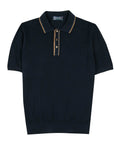 Robert Old - Navy Accented Ribbed Cotton Polo Shirt S/S POLOS Robert Old