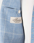 Belvest - Light Blue Check 'Jacket in Box' Linen & Wool Unlined Jacket JACKETS Belvest
