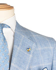 Belvest - Light Blue Check 'Jacket in Box' Linen & Wool Unlined Jacket JACKETS Belvest