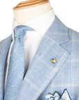 Belvest - Light Blue Check 'Jacket in Box' Linen & Wool Unlined Jacket JACKETS Belvest