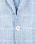 Belvest - Light Blue Check 'Jacket in Box' Linen & Wool Unlined Jacket JACKETS Belvest