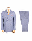 Belvest - Blue Check 'Jacket in a Box' Linen & Wool Double-Breasted Unlined Suit SUITS Belvest