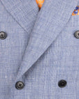 Belvest - Blue Check 'Jacket in a Box' Linen & Wool Double-Breasted Unlined Suit SUITS Belvest
