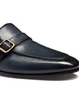 Santoni - Navy Blue Leather Single-Buckle Loafer SHOES Santoni