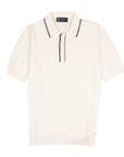 Robert Old - White Accented Ribbed Cotton Polo Shirt S/S POLOS Robert Old