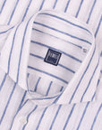 Fedeli - White Blue Stripe 'Roby' Pure Linen Shirt L/S SHIRTS FEDELI