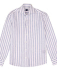 Fedeli - White Blue Stripe 'Roby' Pure Linen Shirt L/S SHIRTS FEDELI