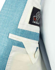 Robert Old - Turquoise Blue Loro Piana Wool, Silk, & Linen Herringbone Jacket JACKETS Robert Old