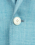 Robert Old - Turquoise Blue Loro Piana Wool, Silk, & Linen Herringbone Jacket JACKETS Robert Old