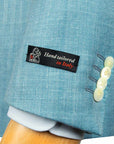 Robert Old - Turquoise Blue Loro Piana Wool, Silk, & Linen Herringbone Jacket JACKETS Robert Old