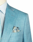 Robert Old - Turquoise Blue Loro Piana Wool, Silk, & Linen Herringbone Jacket JACKETS Robert Old