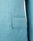 Robert Old - Turquoise Blue Loro Piana Wool, Silk, & Linen Herringbone Jacket JACKETS Robert Old