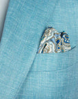 Robert Old - Turquoise Blue Loro Piana Wool, Silk, & Linen Herringbone Jacket JACKETS Robert Old